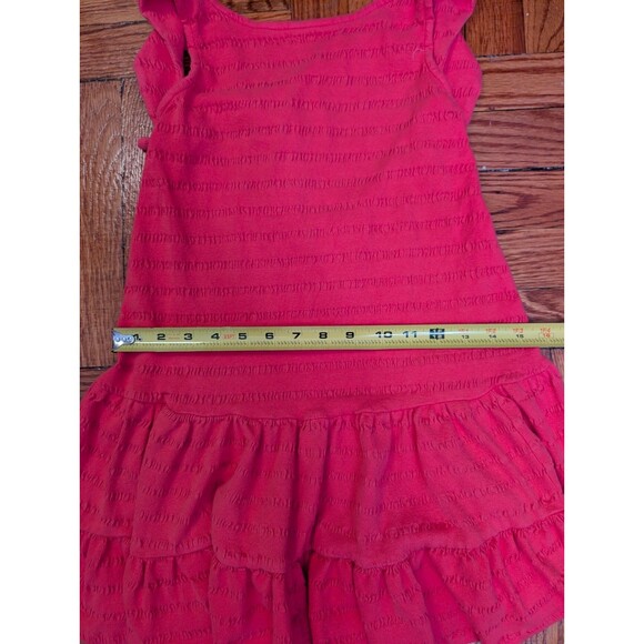 Anthropologie Mini Dress Sz XXSP Textured Flounce Open Back Ruffle Coral Pink - Picture 6 of 8